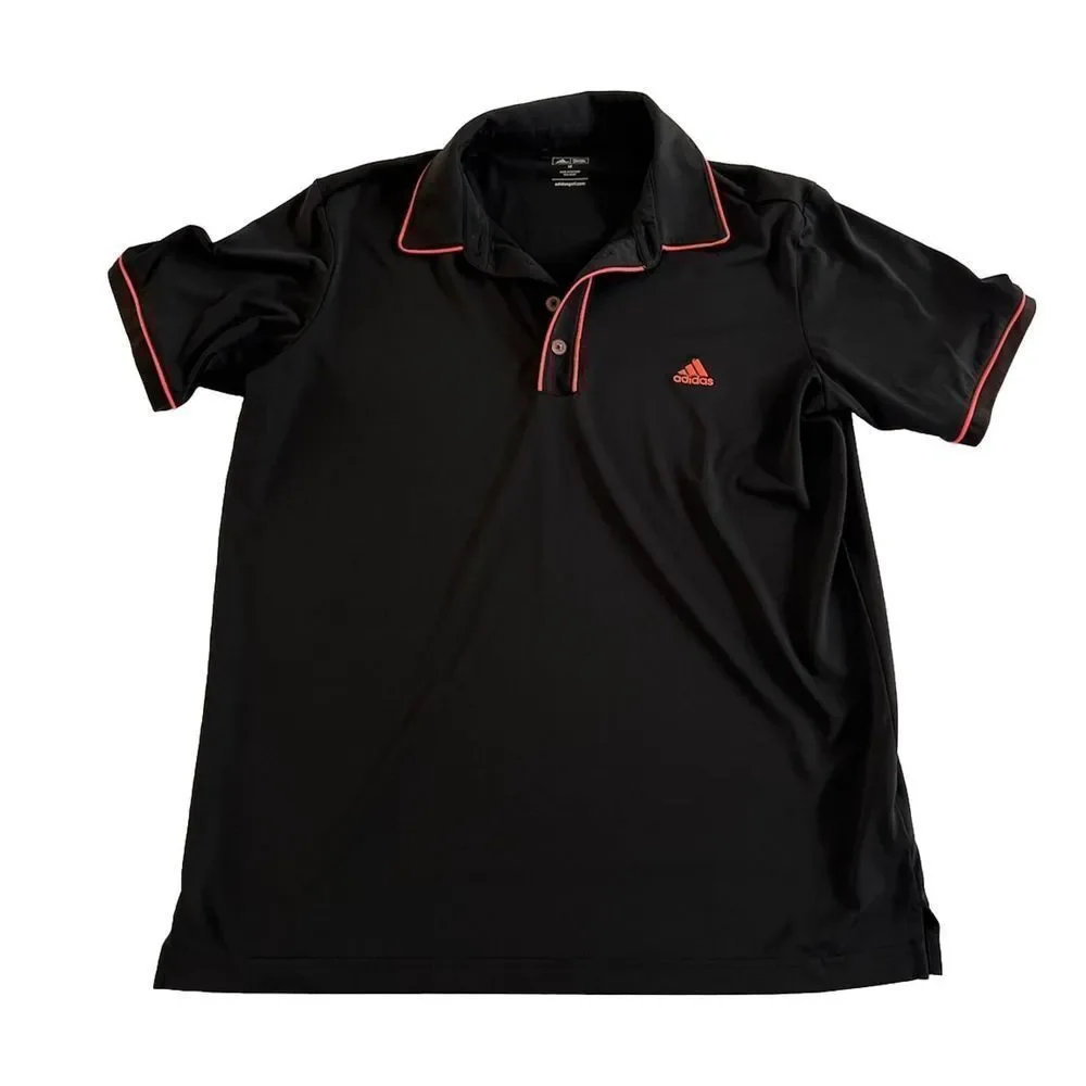 Adidas‎ Golf Polo Size Medium Black With Pink Trim